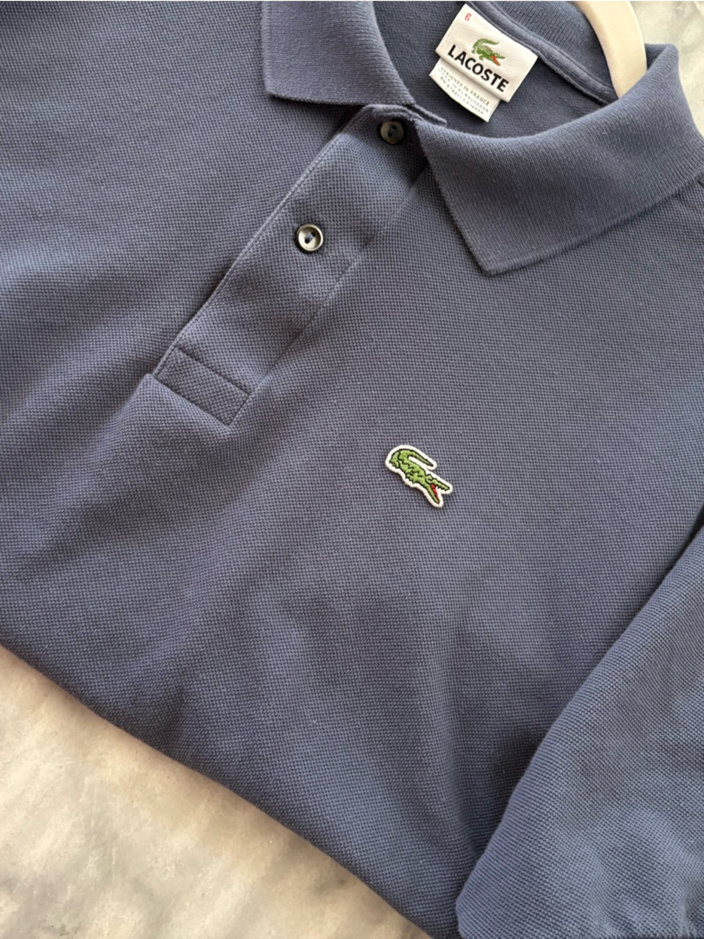 Lacoste Polo Shirt in Dusty Blue with Green Croc